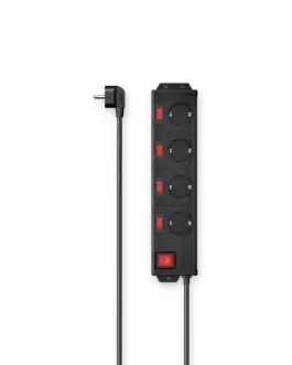 HAMA Разклонител с ключ 4 гнезда на 90° стенен монтаж 1.4м