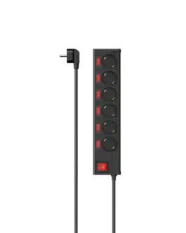 HAMA Разклонител 6 гнезда 1.4 м - индивидуално превключване