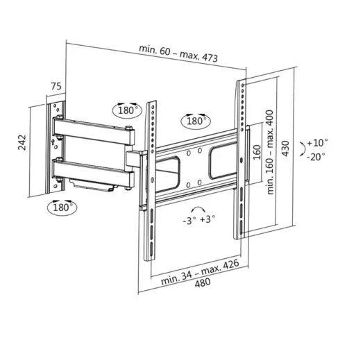 Alternative view of LogiLink TV wall mount VESA 32-55 max. 50kg