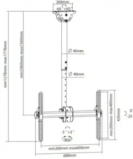 Techly Ceiling mount LCD/LED 37-70cali черен 50kg