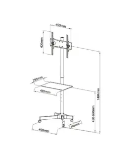 Techly Mobile stand LCD/LED 23-55 inches adjustable with shelf
