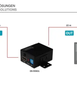 Alternative view of Digitus HDMI do 35m booster/repeater, Equalizer, 1080p, DTS-HD, HDCP, LPCM