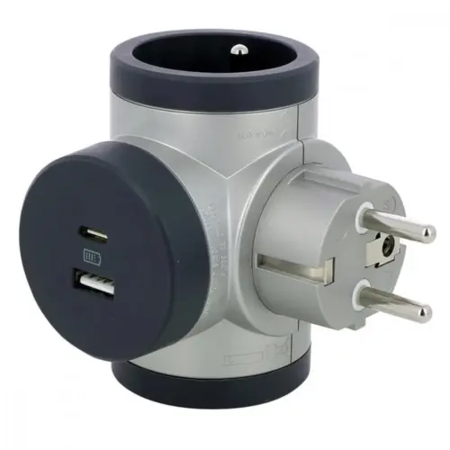 Alternative view of Legrand Rozg obrot 2xP+Z +USB AC-ALU