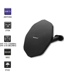 Alternative view of Qoltec Antenna DVB T2 outdoor VHF UHF, черен