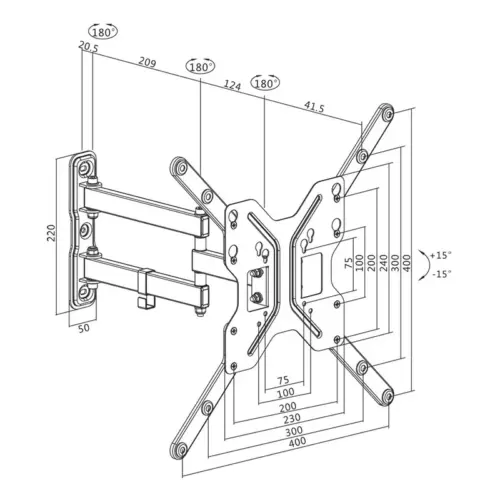 Alternative view of LogiLink TV wall mount, 23-55 max 30kg