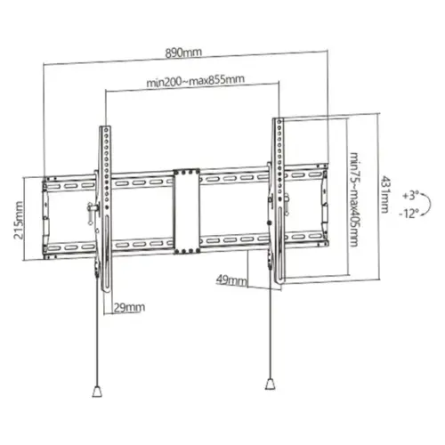 Alternative view of Gembird TV Wall Mount 43-90 inch tilt