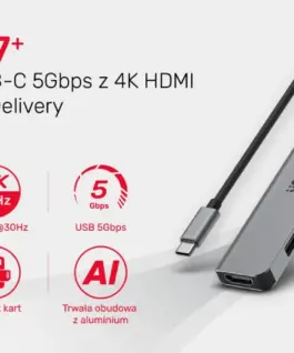Alternative view of Unitek HUB USB-C 7in1 Aluminium PD 100W , 5 Gbps
