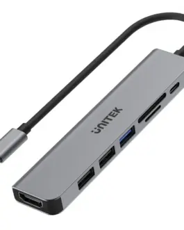 Unitek HUB USB-C 7in1 Aluminium PD 100W ; 5 Gbps