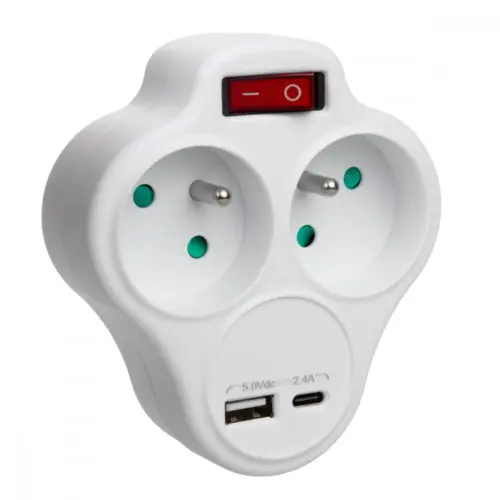 Maclean Splitter dual socket x2 USB MCE336 type E