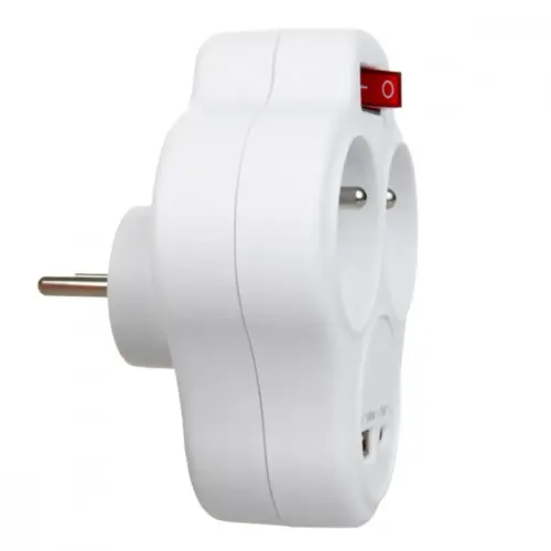 Alternative view of Maclean Splitter dual socket x2 USB MCE336 type E