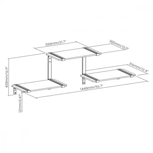 Alternative view of Maclean Three-level Modular Shelves 30kg MC-974