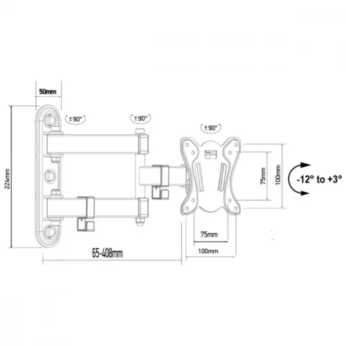 Alternative view of Maclean TV/Monitor wall mount 13-32 30kg MC-417