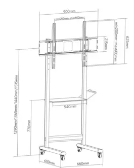 Alternative view of Techly Mobile stand 50-90 inches 70kg with AV shelf