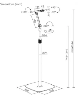 Alternative view of Maclean Metal microphone stand, adjustable height MC-33
