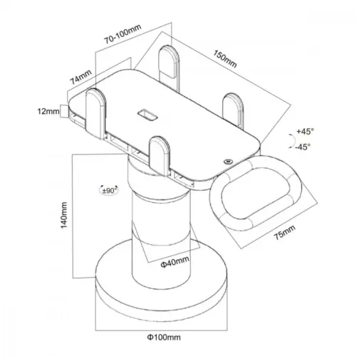 Alternative view of Maclean Payment terminal holder POS, universal MC-819