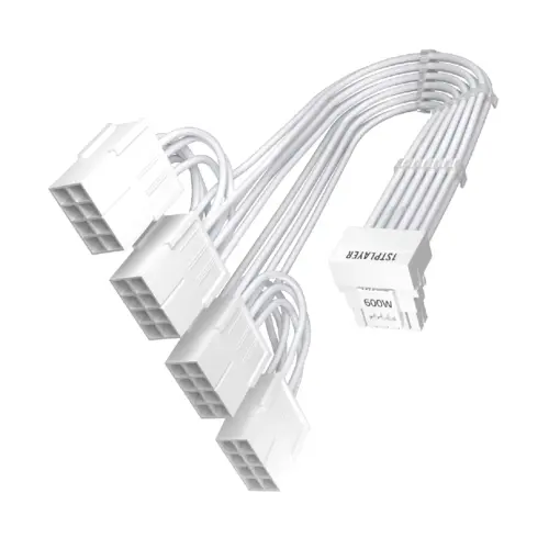 1stPlayer удължителен кабел Custom Sleeved Modding Cable White - 4 x PCIe 8-pin to 12VHPWR -