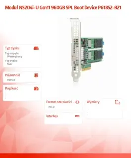 Alternative view of Hewlett Packard Enterprise NS204i-U Gen11 960GB SPL Boot Device P61852-B21