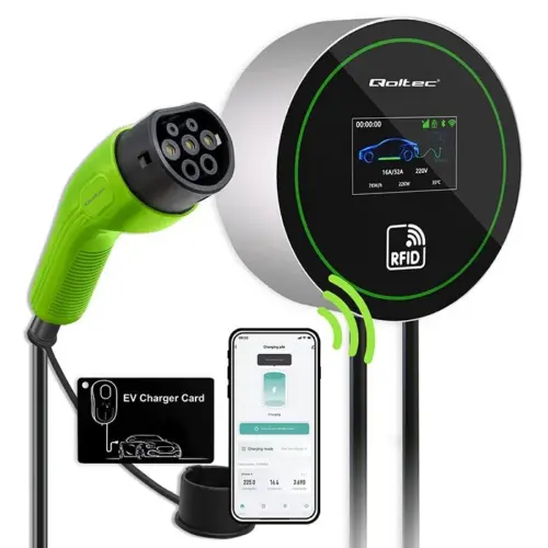 Qoltec EV зарядна станция 2in1 Type2 22kW WiFi LCD