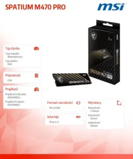 Alternative view of MSI Drive SPATIUM M470 PRO 2TB M.2 PCIe4 6000/5000MB/s