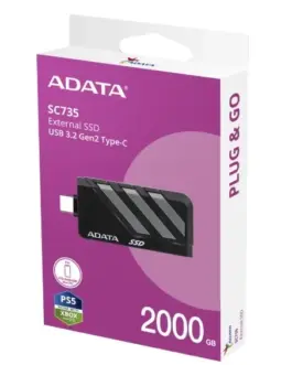Adata SSD диск External SC735 2TB U3.2C 1000/1000MB/s сив