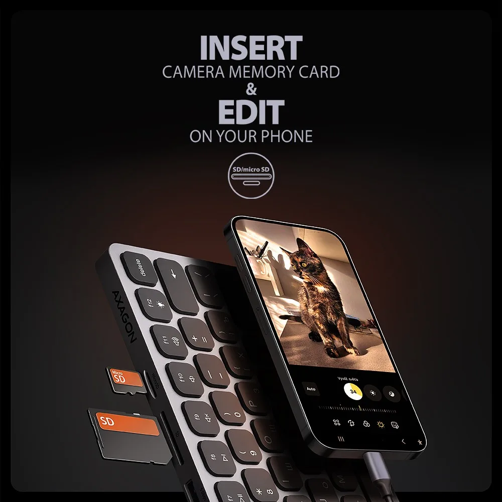 AXAGON HMC-KB-CRL hub + keyboa rd 5Gbps HDMI PD Cyrili - Image 5