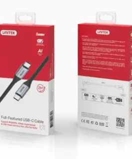 Alternative view of Unitek USBC кабел PD 100W 5Gbps 4K60, 2m, M/M, C14091AB