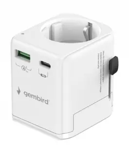 Gembird Grounded universal travel адаптер 20W