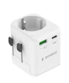 Alternative view of Gembird Grounded universal travel адаптер 20W