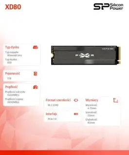 Alternative view of Silicon Power SSD XD80 1TB M.2 NVMe 3400/3000MB/s