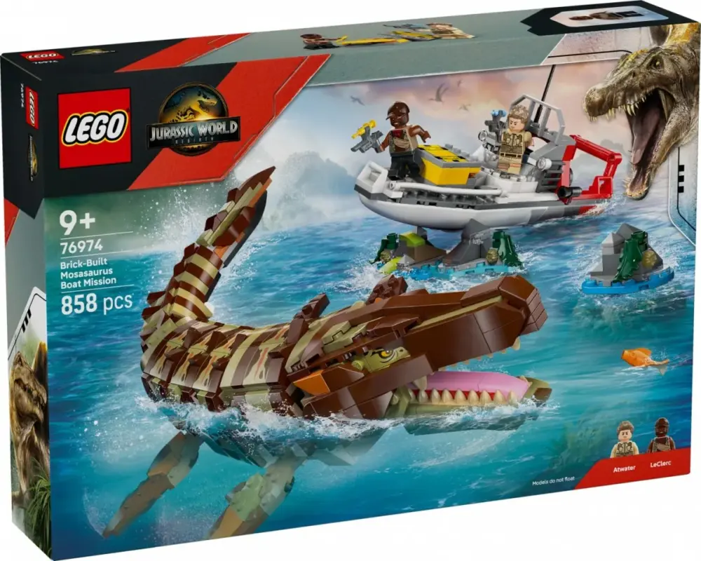 LEGO Klocki Jurassic World 76974 Misja na łodzi i model mozazaura
