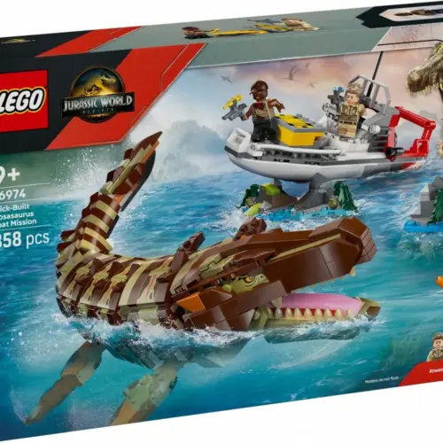 LEGO Klocki Jurassic World 76974 Misja na łodzi i model mozazaura