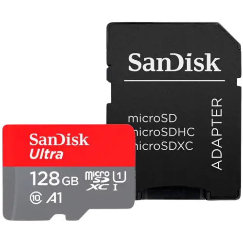 Карта памет SanDisk Ultra microSDXC 128GB + SD Adapter 140MB/s A1 Class 10 UHS-I