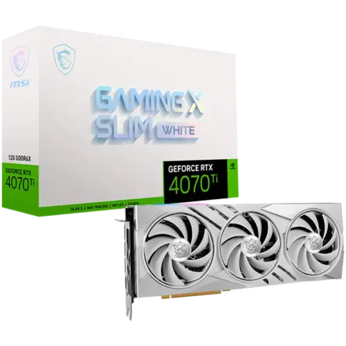 Видео карта MSI Video Card Nvidia GeForce RTX 4070 TI GAMING X SLIM WHITE 12G 12GB GDDR6X 192bit Boost: 2730 MHz 7680 CU