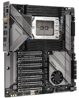 Alternative view of Дънна платка ASROCK Main Board WRX80 Creator R2.0 Supports AMD Ryzen Threadripper PRO 8 Power Phase Design, 105A SPS 14 Layer Server-Grade Low-Loss PCB Supports DDR4 4533+(OC) 7 PCIe 4.0 x16 8 SATA3, 1 Hyper M.2 (PCIe Gen4 x4)