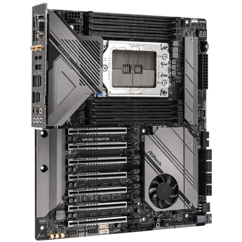 Alternative view of Дънна платка ASROCK Main Board WRX80 Creator R2.0 Supports AMD Ryzen Threadripper PRO 8 Power Phase Design, 105A SPS 14 Layer Server-Grade Low-Loss PCB Supports DDR4 4533+(OC) 7 PCIe 4.0 x16 8 SATA3, 1 Hyper M.2 (PCIe Gen4 x4)
