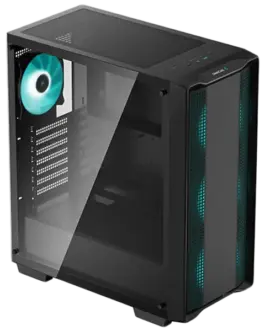 Alternative view of Кутия за компютър DeepCool CC560, Mid Tower, Mini-ITX/Micro-ATX/ATX, 1xUSB3.0, 1xUSB2.0, 1xAudio, 4x120mm Pre-Installed LED Fans, Tempered Glass, Mesh Panel