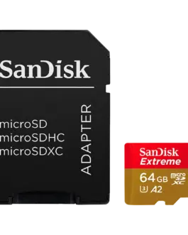 Карта памет SanDisk Extreme microSDXC 64GB + SD Adapter + 1 year RescuePRO Deluxe up to 170MB/s & 80MB/s Read/Write spee