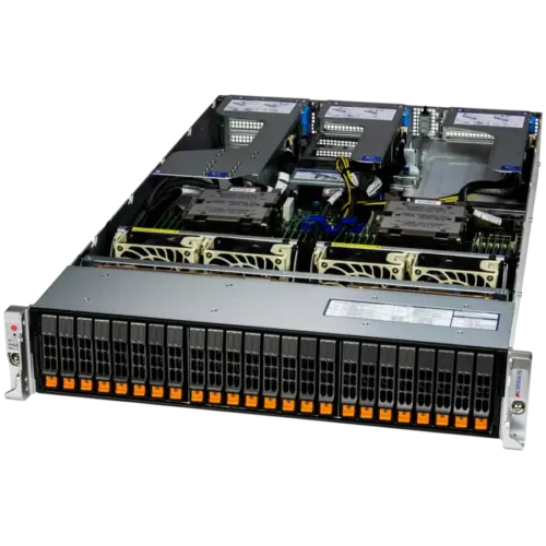 Сървър Supermicro assembled server based on AS-2125HS-TNR 2x Genoa 9254 CPU 24x 32GB DDR5-4800 24x SSD 2.5" NVMe PCIe4 1
