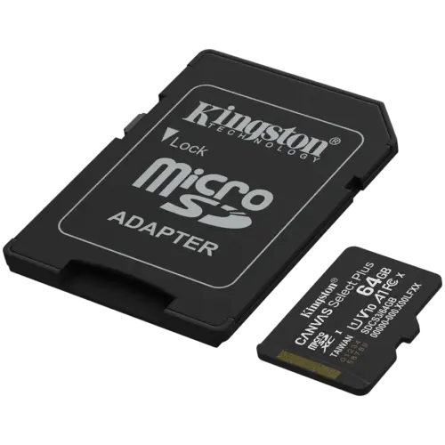 Alternative view of Карта памет Kingston 64GB microSDXC Canvas Select Plus Gen3 100MB/s A1 Card + Adapter