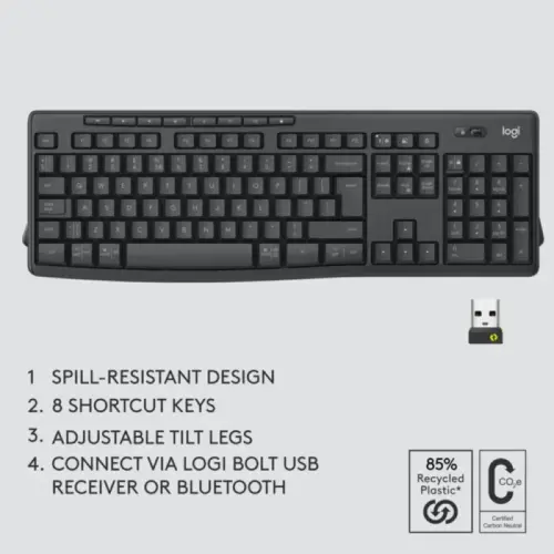 КОМПЛЕКТ МИШКА + КЛАВИАТУРА LOGITECH MK370 – Wireless – QWERTY – US – БЕЗ БДС КИРИЛИЗАЦИЯ