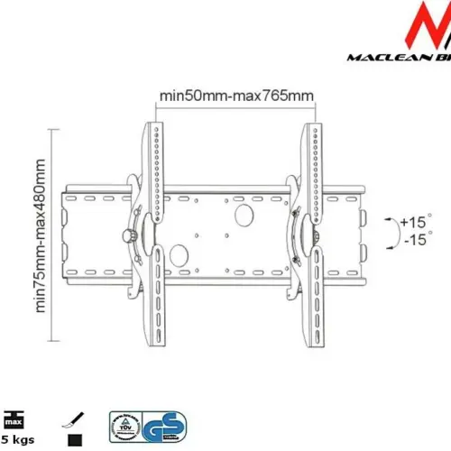 Alternative view of Maclean MC-521B LCD Bracket