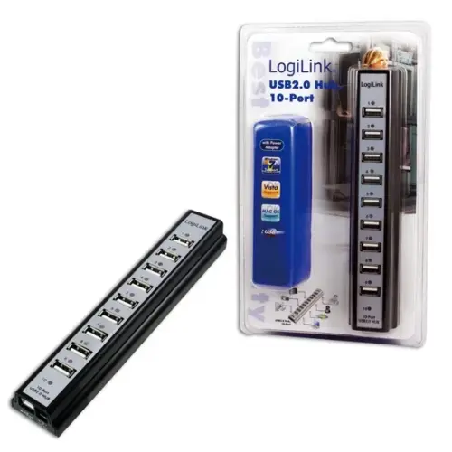 LogiLink USB 2.0 Hub 10-Ports with захранващ блок