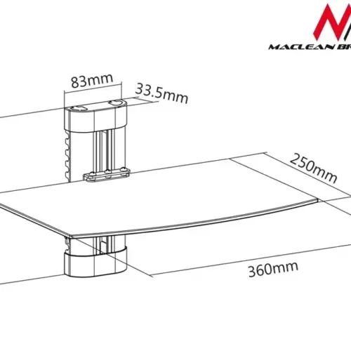 Alternative view of Maclean DVD shelf holder for single 8kg MC-663
