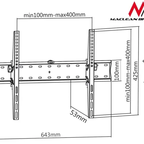 Alternative view of Maclean Handle for TV 37-70 MC-668 черен up to 40kg max vesa 600x400