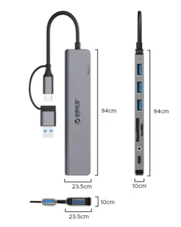 Alternative view of Orico хъб HUB USB3.0/2.0 HUB 8 port USB-C/A - YSA8-U3-GY-BP