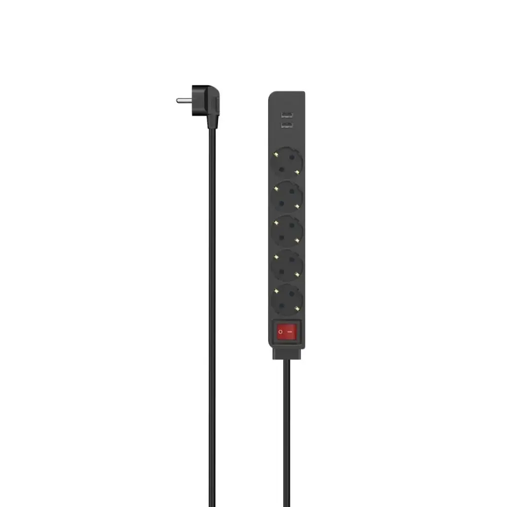 Разклонител HAMA 5 гнезда 2 x USB-A 17 W 1.4 м 223184