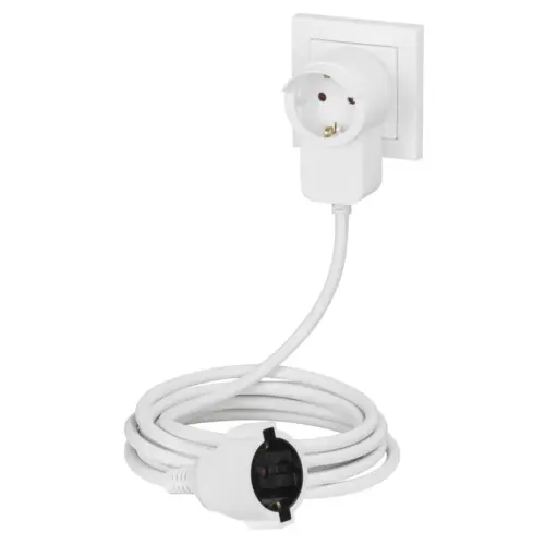 Alternative view of Удължителен кабел HAMA Powerplug, Шуко мъжко, Шуко женско, Допълнителен контакт, 3.0 m, Бял