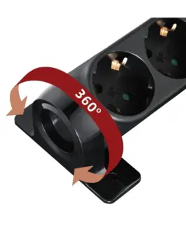 Alternative view of Разклонител HAMA, Въртящ се, 6 гнезда, 1.4м, Защита от пренапрежение, Бутон вкл/изкл