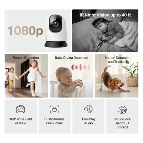 Alternative view of Домашна камера Wi-Fi Pan/Tilt Mercusys MC200