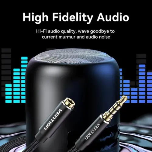 Vention Аудио Кабел Cotton Braided TRRS 3.5mm Male to 3.5mm F – 1m – Gold plated